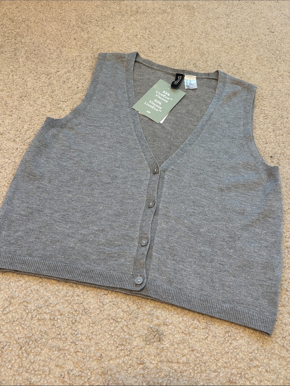 H&M button up Grey Knit Top